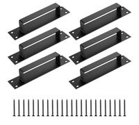 6 Pcs Sliding Door Handles, Black Pull Push Barn Door Handless, Gate Handles for Wooden Gates Garden Barn Garage Shed Doors Bathroom Kitchen Cupboard Cabinet Handle with Metal Plates(7.87 inch)