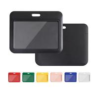 6 Pcs Sliding ID Badge Holder with Clear Window Black ID Card Protector Pouch for Office School ID Credit Cards Proximity Key Cards Driver’s Licenses and Passes