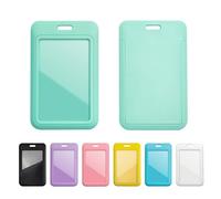 6 Pcs Sliding ID Badge Holder with Clear Window Green ID Card Protector Pouch for Office School ID Credit Cards Proximity Key Cards Driver’s Licenses and Passes