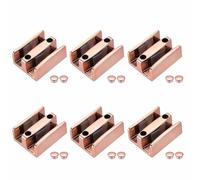 6 Pcs Sliding Shower Door Bottom Guides, 53mm ABS Twin Channel Runners with Screw Caps, Shock Absorbing Anti-Corrosion Fixings to Align Glass Panels for Bathroom Cubicles & Enclosures