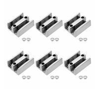 6 Pcs Sliding Shower Door Bottom Guides, 53mm ABS Twin Channel Runners with Screw Caps, Shock Absorbing Anti-Corrosion Fixings to Align Glass Panels for Bathroom Cubicles & Enclosures