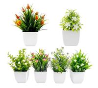 6 Pcs Small Artificial Plants Indoor Outdoor, Small Fake Plants in Pots