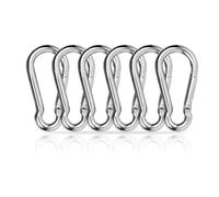 6 PCS Small Carabiner Clip Spring Snap Hooks 304 Stainless Steel Metal Clip M6 Locking Carribenares for Hammock Swing Set Hiking Camping Fishing (Not for Climbing)