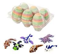 6 Pcs Small Dragon Egg, 3D Printed Dragon Egg with Mini Colored Animals, Portable Animals Figurines Set Ornaments for Home Office Decor