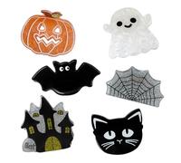 6 Pcs Small Halloween Hair Claw Clips for Women, Bat Pumpkin Ghost Spider Web Owl Mini Clips for Party