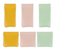 6 Pcs Small Makeup Bag for Purse, Snap Closure Organizer Pouch, Portable No Zipper Self-Closing for Travel Storage Bag Mini Pu Leather Pouches for Cosmetics Headphones Jewelry (3 Colors)