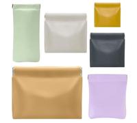 6 Pcs Small Makeup Bag for Purse, Snap Closure Organizer Pouch, Portable No Zipper Self-Closing for Travel Storage Bag Mini Pu Leather Pouches for Cosmetics Headphones Jewelry (6 Colors)