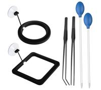 6 PCS Small Round and Square Floating Food Feeder, Aquarium Coral Feeder Kit with Suction Cup Black Fish Feeding Ring for Guppy Bettas Goldfish Turtle