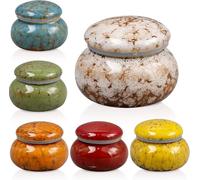 6 Pcs Small Urns for Human Ashes Ceramic Glazed Cremation Urn Set | Thoughtful ashes keepsake for a serene home memorial. Mini urns for human ashes help families share a meaningful remembrance.