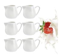 6 PCS Small White Ceramic Milk Jugs, 110ml Mini Jug Set for Coffee Bar, Home, Kitchen, Office (with Handle)