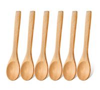 6 Pcs Small Wooden Spoon Set Handmade Wooden Mixing Honey/Serving/Condiments Spoons for Soup Coffee Tea Sugar Salt