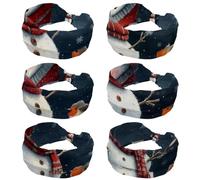 6 PCS Snowman and Bird for Christmas 2_3 Women Headbands Wide Hair Wrap Extra Turban Head Bands for Lady Large Sport Workout Stretch Non-slip Big Hair Bands