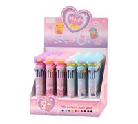 6 PCs-Soft Rubber Love Ten-Color Ballpoint Pen Cartoon Exquisite Personalized Stationery-Ten Colors