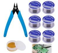 6 PCS Solder Wire Leaded Solder 0.8mm Soldering Wire with 1 Diagonal Pliers and 1 Box of Rosin for Electronic Component Welding(20g), Electrical Solder for Electronic Components Repair, DIY Projects
