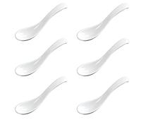 6 Pcs Soup Spoon Set Imitation Porcelain Egg Spoons White Imitation Porcelain Spoon for Soft-Boiled Eggs Coffee Tea Desserts for Home Kitchen or Restaurant