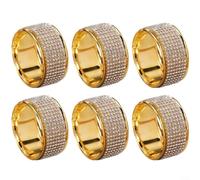 6 Pcs Sparkling Napkin Rings Silver Plated Alloy Holders with Rhinestones Elegant Dining Table Decor for Wedding Anniversary Party Outdoor Picnic 4.2x2.3cm White Pink Yellow Multicolor(White)