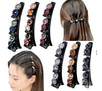 6 Pcs Sparkly Rhinestone Braided Hair Clips,Double Hair Clips to Braid Multiple Strands,Lift Up Style Triple Hair Clip for Girls,Crystal Stone Hair Clips (A) (A)