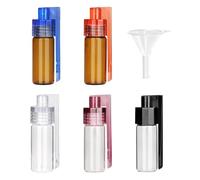 6 Pcs Spice Powder Tool Set, Glass Bottle with Micro Funnel Spoon Storage, Portable Snuff Vial for Travel, Waterproof Spice Containers, Small Glass Bottles for Powder Storage Essential Oils Spices