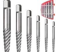6 Pcs Spiral Screw Extractor Kit CrMo Steel for Extracting Broken and Rusted Screws Bolts with Sizes #1 to #6 for Metric and Inch Threads