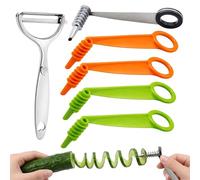 6 PCS Spiralizer for Vegetables Set, Potato Spiral Cutter and Potato Peeler, Stainless Steel Blades, Ergonomic Non-Slip Handle for Fruit Carrot Eggplant Cucumber