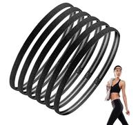 6 Pcs Sports Headband, Non-Slip Elastic Headband, Running Headband Sweat Bands Head, Silicone Grip Exercise Headband, Stretchy Head Band for Doing Workout, Yoga, Makeup, Running (Black)