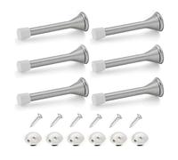 6 Pcs Spring Door Stop, Sprung Stopper, Wall Mounted Chrome Spring Door Stop, Chrome Door Stops for Protect Walls and Doors