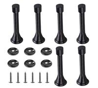 6 Pcs Spring Door Stops, Metal Spring Door Stoppers, Spring Doorstop Wall Mounted with Rubber Tip, 79mm Long Door Springs Universal Fit for Home & Office, Protects Walls from Door Knocks (Black)