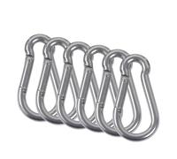 6 Pcs Spring Snap Hook, Stainless Steel Metal Spring Hooks, Carabiner Clip Heavy Duty Rope Connector for Hammock Swing Set, Outdoor Travel, Camping, Fishing, Hiking