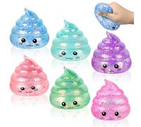 6 Pcs Squishy Fidget Toys - Colorful Poop-Shaped Fun Stress Relief Toy for Kids and Adults, Sensory Squishies Stress Ball, Soft Squishy Toys for Hand Exercises, Anxiety Relief and Focus Enhancement