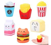 6 pcs Squishy Toys,Jumbo Snack Squishies,Stress Relief,Snack Anti Stress Toy,Donut Ice Cream Pop Corn Squeeze Toy for Kids and Adults