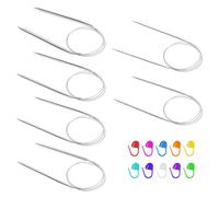 6 Pcs Stainless Circular Knitting Needles, 16 Inch Circular Sock Needles for Socks Hats, Needle Diameter 2.5mm 3.5mm 4.5mm 5.5mm 6.5mm 7.0mm