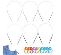 6 Pcs Stainless Circular Needles for Knitting, 16 Inch Circular Knitting Needles Set for Socks Hats, Needle Diameter 2.5mm 3mm 3.5mm 4mm 4.5mm and 5mm