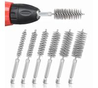6 PCS Stainless Steel Bore Brush Wire Brushes Set, 6 Size Cleaning Twisted Drill Wire Bore Brush Set with 1/4 Inch Hex Shank for Cleaning Tubes, Rust, Bearings (8, 10, 12, 15, 17, 19mm)