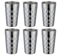6 Pcs Stainless Steel Double Wall Water Cups 330ML Stackable Insulated Mugs for Hot and Cold Drinks Dishwasher Safe for Camping and Travel (Silvery)
