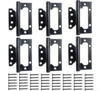 6 Pcs Stainless Steel Flush Mount Hinges, Heavy Duty Ball Bearing Door Hinges, Smooth and Silent Movement, for Home Cabinet Doors, Interior Door Hinges (Black)