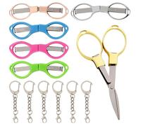 6 Pcs Stainless Steel Folding Scissors with 6 Key Rings Safety Nurse Scissors Folding Trauma Scissors for Nurses