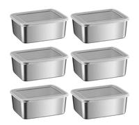 6 Pcs Stainless Steel Food Storage Containers with Transparent Lids 400ml Reusable Snack Box Stackable Meal Prep Box Small Bento Lunch Boxes for Home Office School Picnic Camping Travel Fridge Kitchen