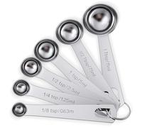 6 Pcs Stainless Steel Measuring Spoons Set, Metal Measure Spoons, Table Spoon Measuring Spoon for Coffee, Teaspoon Scoop, Includes 1/8, 1/4, 1/2, 1 TSP, 1/2 Tbsp, 1 Tbsp, Food Grade