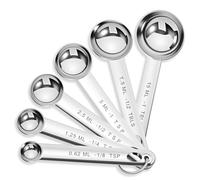 6 Pcs Stainless Steel Measuring Spoons Set, Metal Measure Spoons, Table Spoon Measuring Spoon for Coffee, Teaspoon Scoop, Includes 1/8, 1/4, 1/2, 1 TSP, 1/2 Tbsp, 1 Tbsp, Food Grade