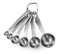 6 Pcs Stainless Steel Measuring Spoons - Tabanzhe Metal Measure Spoon and Cups Set for Baking Cooking Tea Scoop for Liquid Dry Ingredients