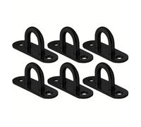 6 Pcs Stainless Steel Pad Eye Plate Hooks Heavy Duty Ceiling Wall Mount U Hooks Black Elliptical M6(White)