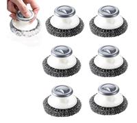 6 Pcs Stainless Steel Pan Cleaner, Metal Scourers with Handle, Stainless Steel Scourer for Cleaner Variety of Surfaces Pots Pans Grills Sink for Kitchen
