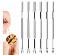 6 Pcs Stainless Steel Seafood Fork Picks - Dual-Ended Crab Lobster Tools with Spoon & Fork Tips - Durable Shellfish Extractor Forks for Prawns, Oysters, Nuts, Fruit - Dishwasher Saf
