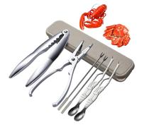 6 Pcs Stainless Steel Seafood Tool Sets - 1 Crab Leg Cracker, 2 Lobster Shellers, 2 Crab Leg Forks, Lobster Crackers and Picks Set, 1 Storage Case