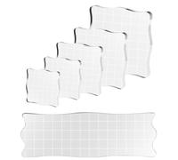 6 Pcs Stamp Blocks with Grid and Grip,Acrylic Block, Acrylic Clear Stamping Blocks Set Essential Stamping Tools for Scrapbooking Crafts Card Making, Assorted Sizes
