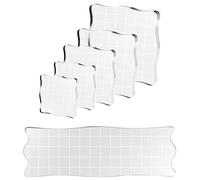 6 Pcs Stamp Blocks with Grid and Grip, Acrylic Clear Stamping Blocks Set Essential Stamping Tools for Scrapbooking Crafts Card Making, Assorted Sizes