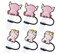6 PCS Stanley Cup Straw Cover, Cute Reusable Stanley Straw Topper 0.4 Inch/10mm Dustproof Leakproof Straw Covers Silicone Straw Tips Lids Traw Protectors Cap Stanley Cup Accessories (Pink)