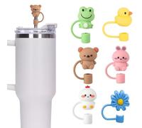 6 Pcs Stanley Straw Cover 30oz & 40oz, 10mm Reusable Straw Toppers Cap, Dust-Proof Leak-Proof Stanley Accessories, Cute Mixed Designs for Tumblers, Gifts for Friends Parties