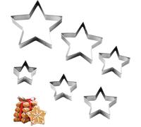 6 Pcs Star Cookie Cutters Set,Christmas Baking Pastry Cutter for Kids Gingerbread Biscuit Cake,Mini Stainless Metal Star Shape Cutters, Small Snowflake Creative Hexagon Stars for Holiday Food Shapes