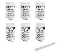 6 Pcs Starter for Fluorescent Light, Starter Motor for Fluorescent Tube, 220V-240V 4-65w for T8/T12 Tubes, Eco-Friendly Starter Kit with Condenser, Safe & Long Lasting for Home and Office Lighting